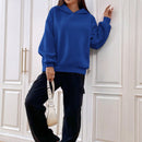 Ezwear sudadera con capucha de punto de manga larga con caida en los hombros y estampado de lema, otono/invierno para mujer