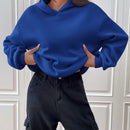 Ezwear sudadera con capucha de punto de manga larga con caida en los hombros y estampado de lema, otono/invierno para mujer