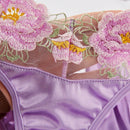 Conjunto De Lenceria Para Mujer Con Bordado Floral De Malla