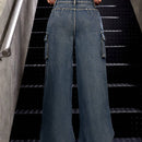 ICON Pantalones Jeans Cargo Desgastados Para Mujer
