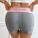 EZwear Shorts Ajustados De Punto Para Mujer Con Letra Impresa De Colores Contrastantes