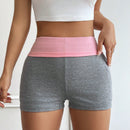 EZwear Shorts Ajustados De Punto Para Mujer Con Letra Impresa De Colores Contrastantes
