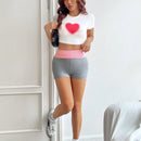 EZwear Shorts Ajustados De Punto Para Mujer Con Letra Impresa De Colores Contrastantes