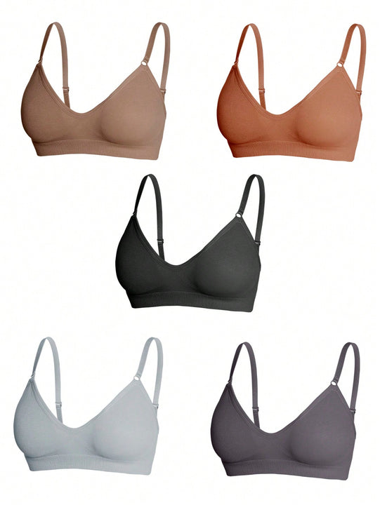 5 piezas/set sujetadores casuales sin costuras de mujer de punto de canale solido
