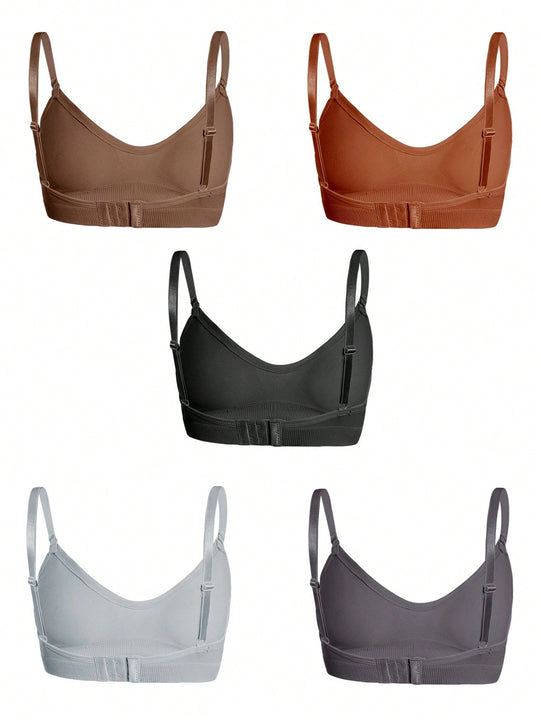 5 piezas/set sujetadores casuales sin costuras de mujer de punto de canale solido