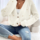 Frenchy cardigan con botones de corte casual y rayas para mujer, para otono/invierno