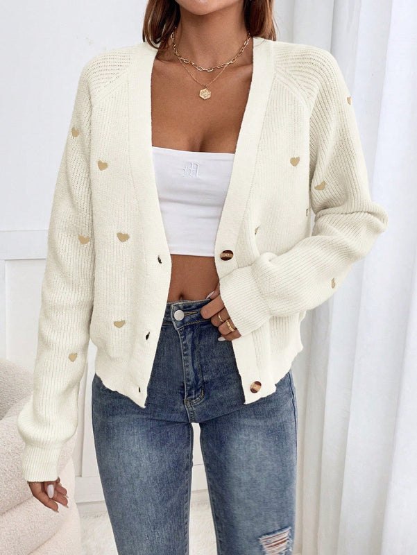 Frenchy cardigan con botones de corte casual y rayas para mujer, para otono/invierno