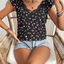Frenchy Blusa De Manga Voladora Con Estampado De Flores Para Mujer