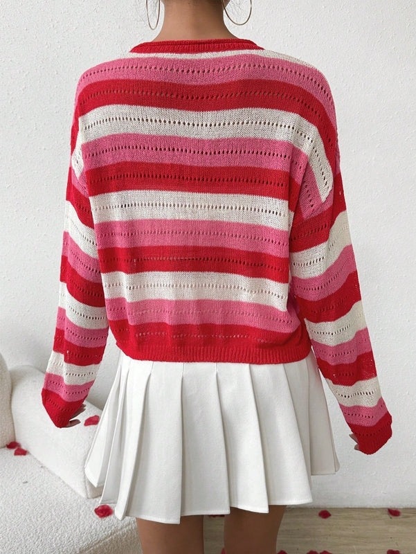 Frenchy Sueter De Rayas Para Mujer Con Hombros Descubiertos Y Mangas Largas