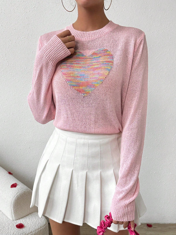 Essnce Jersey De Manga Larga Tenido Degradado Con Estampado De Corazon
