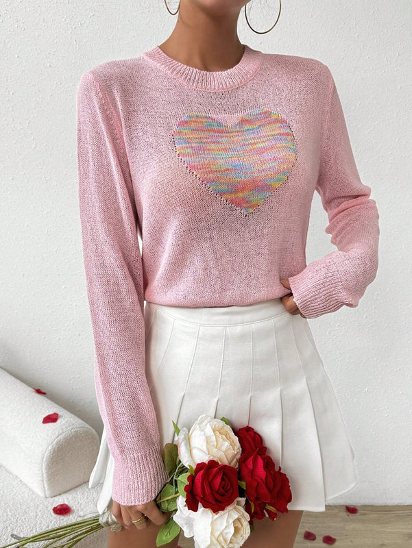 Essnce Jersey De Manga Larga Tenido Degradado Con Estampado De Corazon