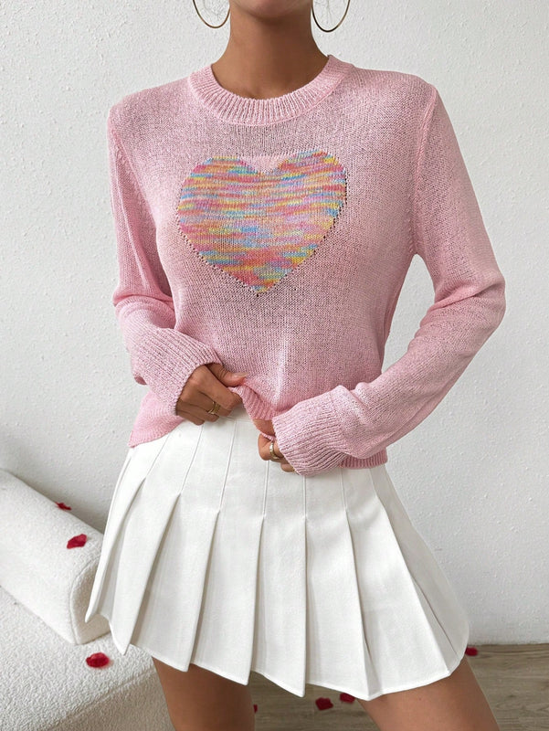 Essnce Jersey De Manga Larga Tenido Degradado Con Estampado De Corazon