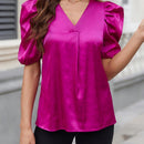 Blusa De Satin Para Mujer Con Mangas De Globo