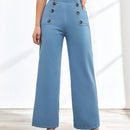 Pantalones decorados con botones cruzados para mujer
