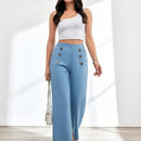 Pantalones decorados con botones cruzados para mujer