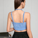 Neu Top De Tanque Cortado Con Cuello Halter Cruzado