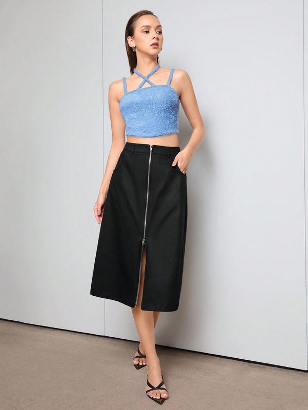 Neu Top De Tanque Cortado Con Cuello Halter Cruzado