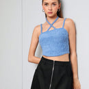 Neu Top De Tanque Cortado Con Cuello Halter Cruzado