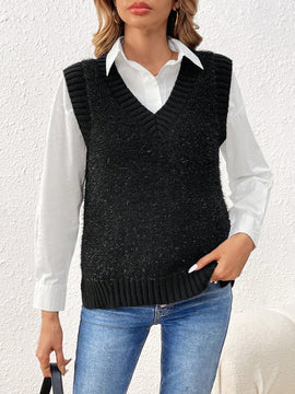 Frenchy Chaleco De Seda Brillante Con Cuello En V Para Sueter