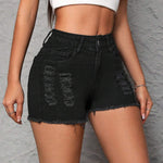 PETITE Shorts De Mezclilla Desgastados Para Mujer
