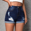 PETITE Pantalones Cortos De Mezclilla Desgarrados Para Mujer