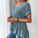 LUNE Blusa De Manga Murcielago Con Dobladillo Con Volante Para Mujer
