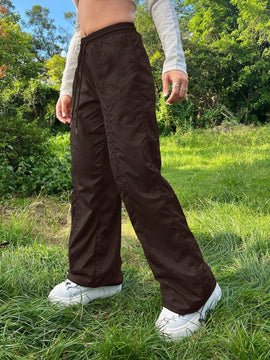 Pantalones plisados con cordon para mujer