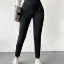 Leggings con cintura ancha de color liso para mujer