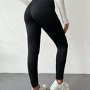 Leggings con cintura ancha de color liso para mujer