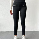 Leggings con cintura ancha de color liso para mujer