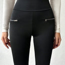 Leggings con cintura ancha de color liso para mujer