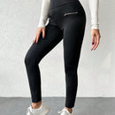 Leggings con cintura ancha de color liso para mujer