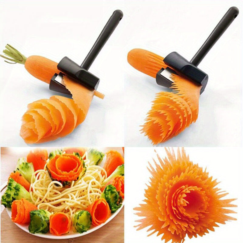 1pc Cortador Espiral para Zanahorias, Rábanos, Patatas, Pelador de Frutas, Dispositivo para Tallar Flores, Herramienta de Corte de Verduras para Cocina