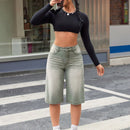 ICON Pantalones Cortos De Mezclilla De Cinco Bolsillos Lavados Con Agua Y Arrugas