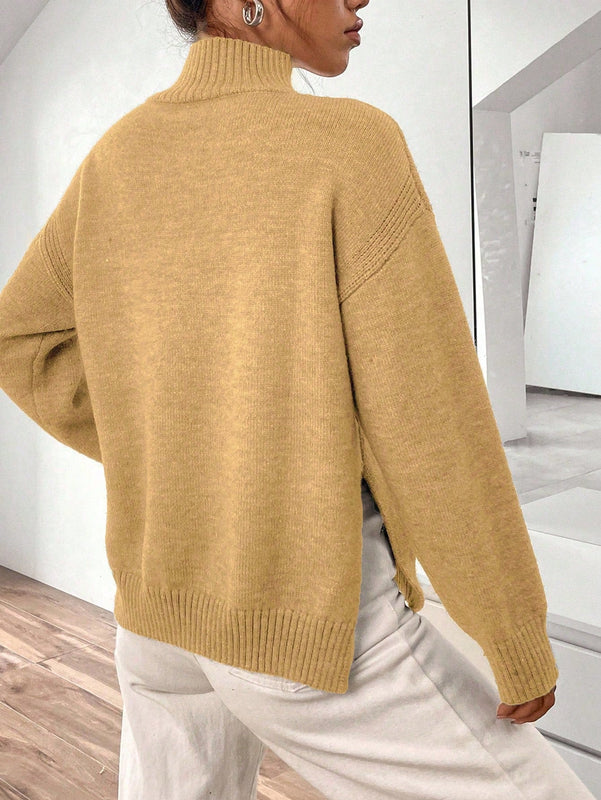Essnce Sueter De Punto Con Hombros Caidos Y Color Liso Para Mujer
