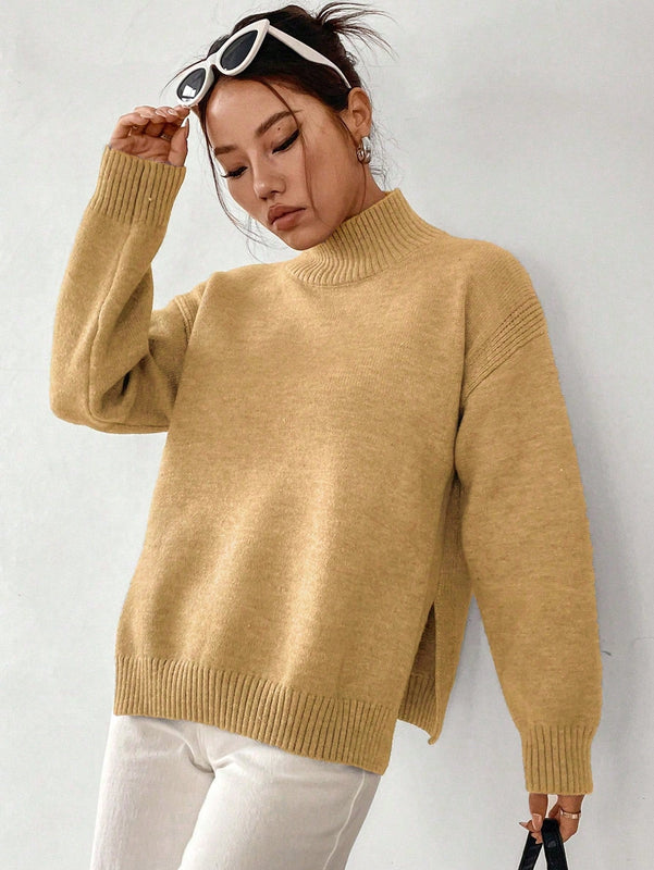 Essnce Sueter De Punto Con Hombros Caidos Y Color Liso Para Mujer