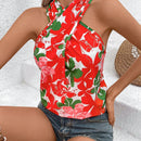 VCAY Blusa De Cuello Halter Con Estampado De Flores