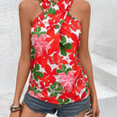 VCAY Blusa De Cuello Halter Con Estampado De Flores