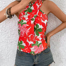 VCAY Blusa De Cuello Halter Con Estampado De Flores