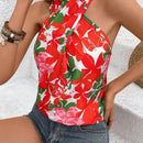 VCAY Blusa De Cuello Halter Con Estampado De Flores