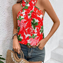 VCAY Blusa De Cuello Halter Con Estampado De Flores