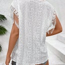 VCAY Blusa Con Detalle Bordado De Hueco Y Borla