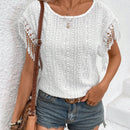 VCAY Blusa Con Detalle Bordado De Hueco Y Borla