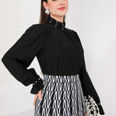 Modely Camisa De Manga Larga Con Volante Y Cuello Alto Para Mujer