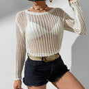 VCAY Sueter De Punto Hueco Con Cuello Redondo Para Mujer