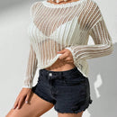 VCAY Sueter De Punto Hueco Con Cuello Redondo Para Mujer