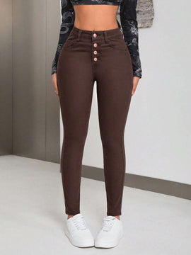 Jeans Ajustados De Color Solido