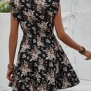 Vestido De Línea A Con Mangas Cortas Voladoras Y Estampado Floral Para Mujeres