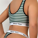 Conjunto De Ropa Interior Femenina Con Diseno De Letra Y Cinta A Rayas