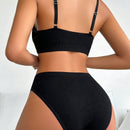 Conjunto De Ropa Interior De Color Solido Para Mujeres